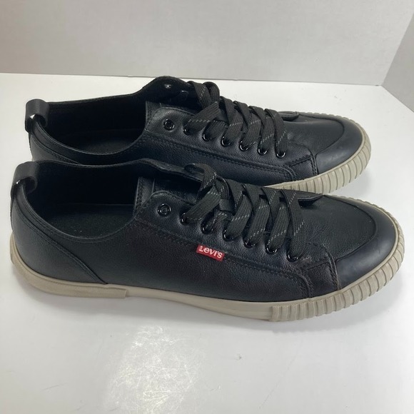 Levi's Leather Sneaker Men's Size 11 Anakin NL Bk Synthetic Black Rubber Sole - Picture 4 of 14